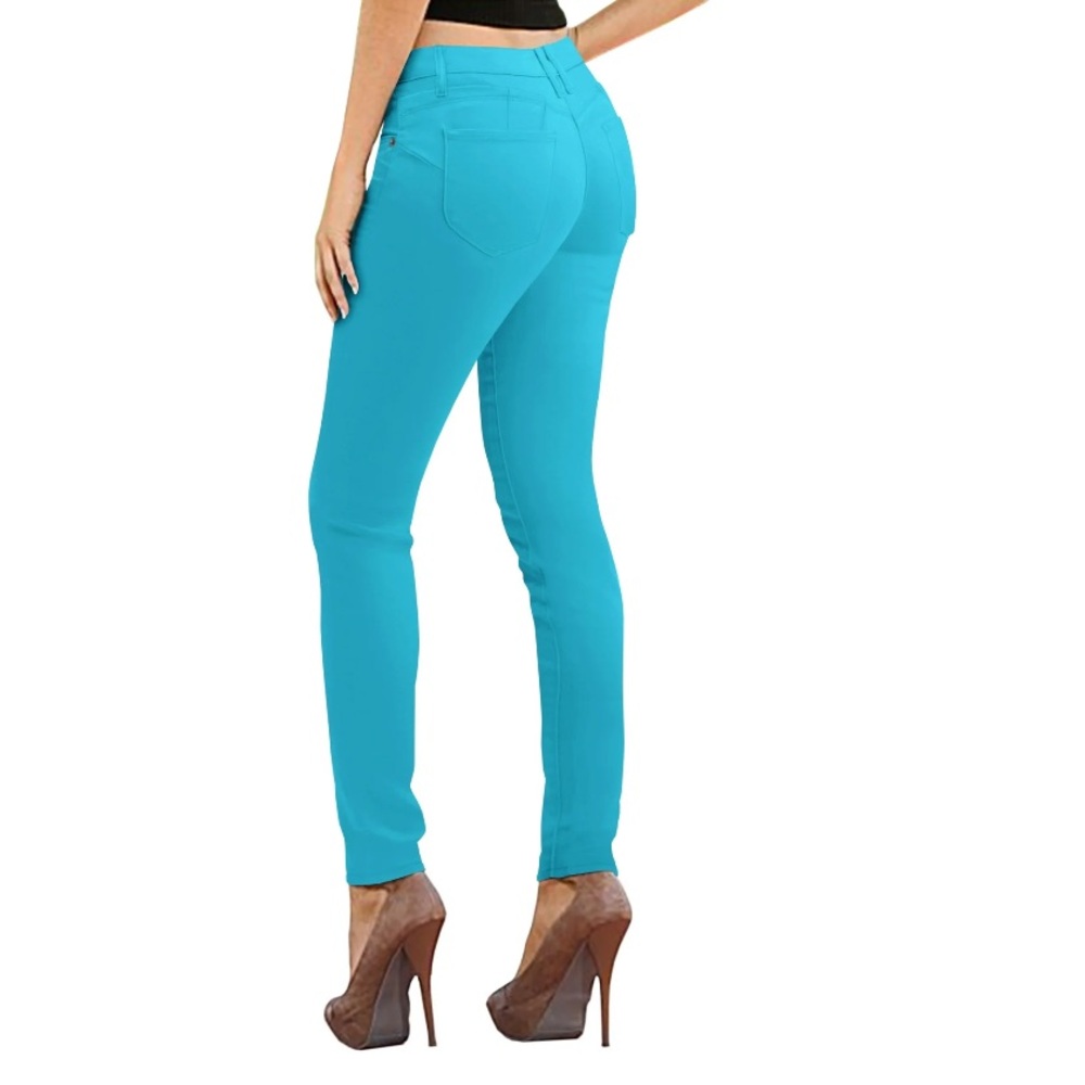 NEW! Hybrid & Company Skinny Jeans Bum Lifter Turquoise 9 Cotton‎ Blend Stretch